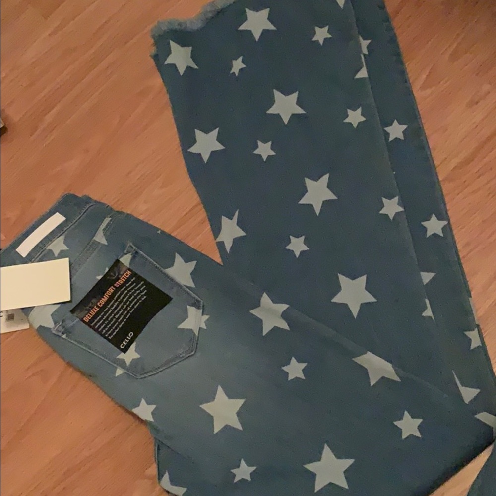 Cello star print flare jeans